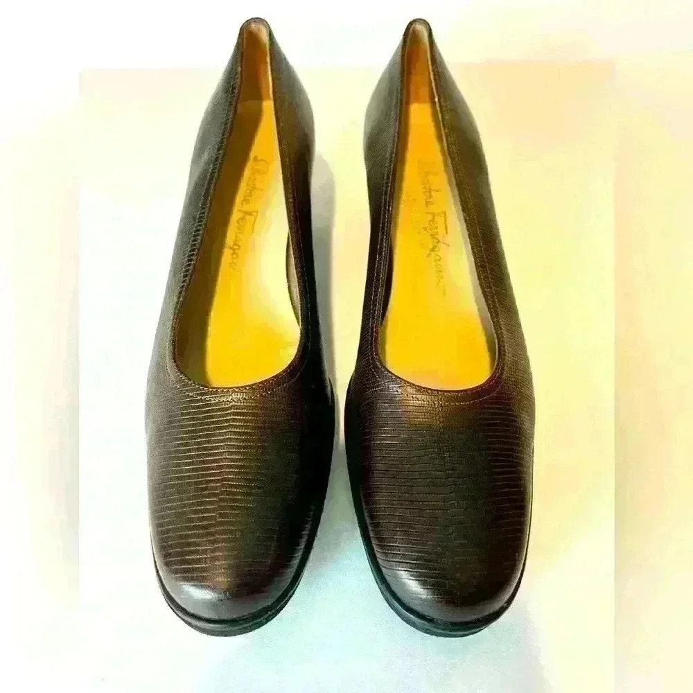 Salvatore Ferragamo Wedge Leather Shoe.